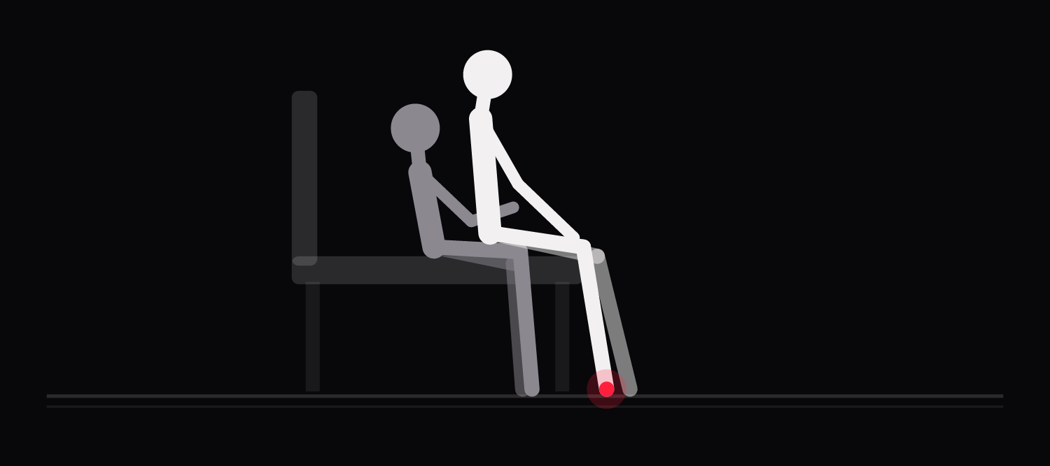 Drawing of a face off variation: the upper partner has turned to face away and settles back into the lap, soles still on the floor.
