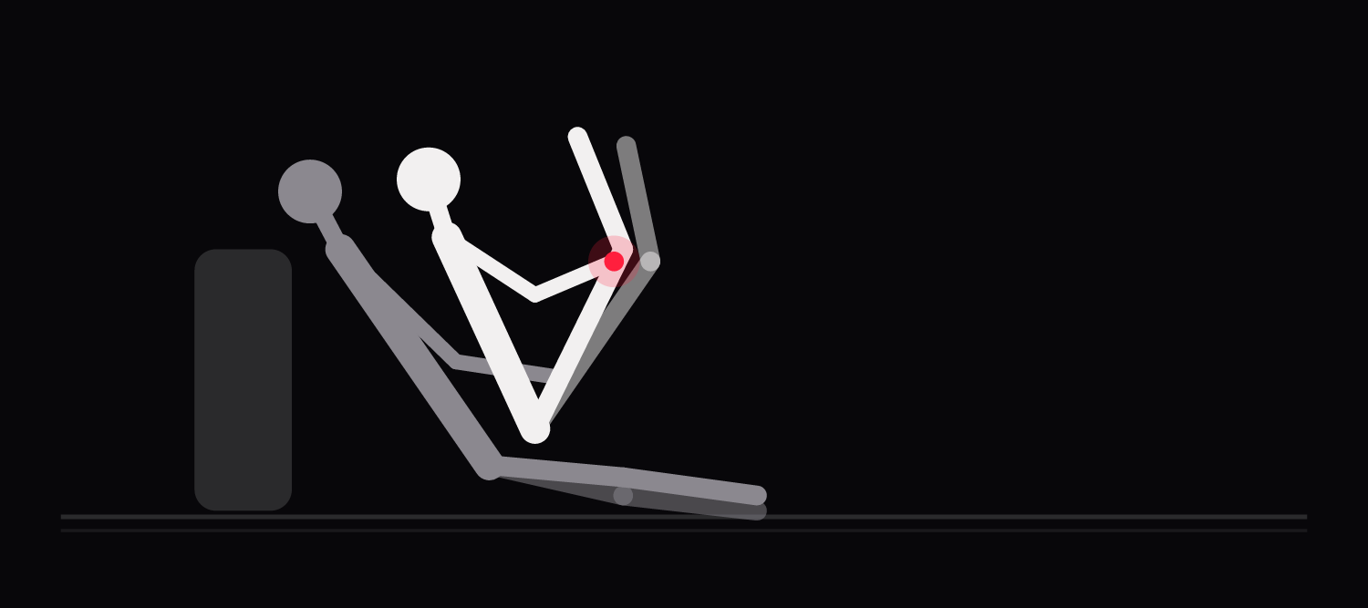 Drawing of a full nelson variation: the rider clasps behind their own knees while the lower partner simply holds the waist.